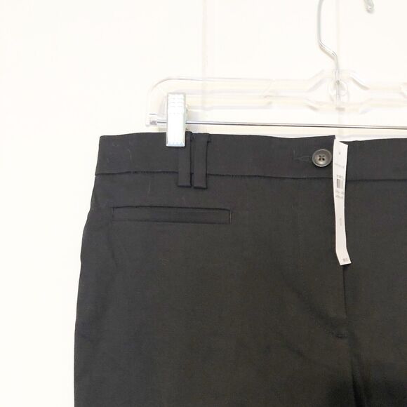 Ann Taylor The Cotton Crop Size 10 Black Mid Rise Slim Leg Slit Button Zip NWT - Picture 4 of 7